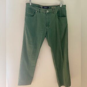 Alberto Men’s Stone Fade-out Twill Green Casual Pants Modern Fit Size 35 x 34
